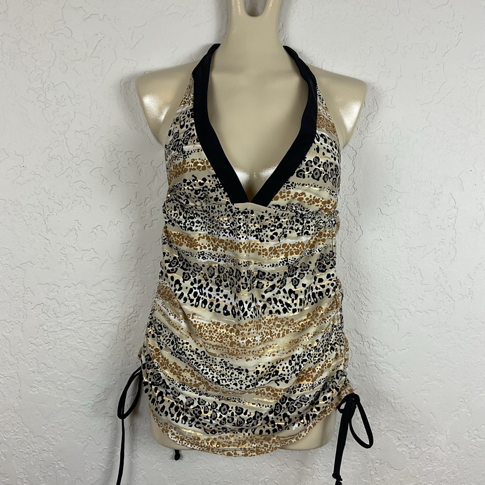 Venus Women’s Metallic Animal Print Swim Top Size 14 Tankini Top